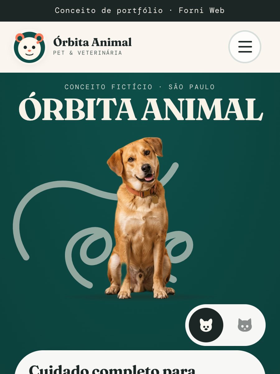Captura real da página inicial do projeto Órbita Animal, versão celular.